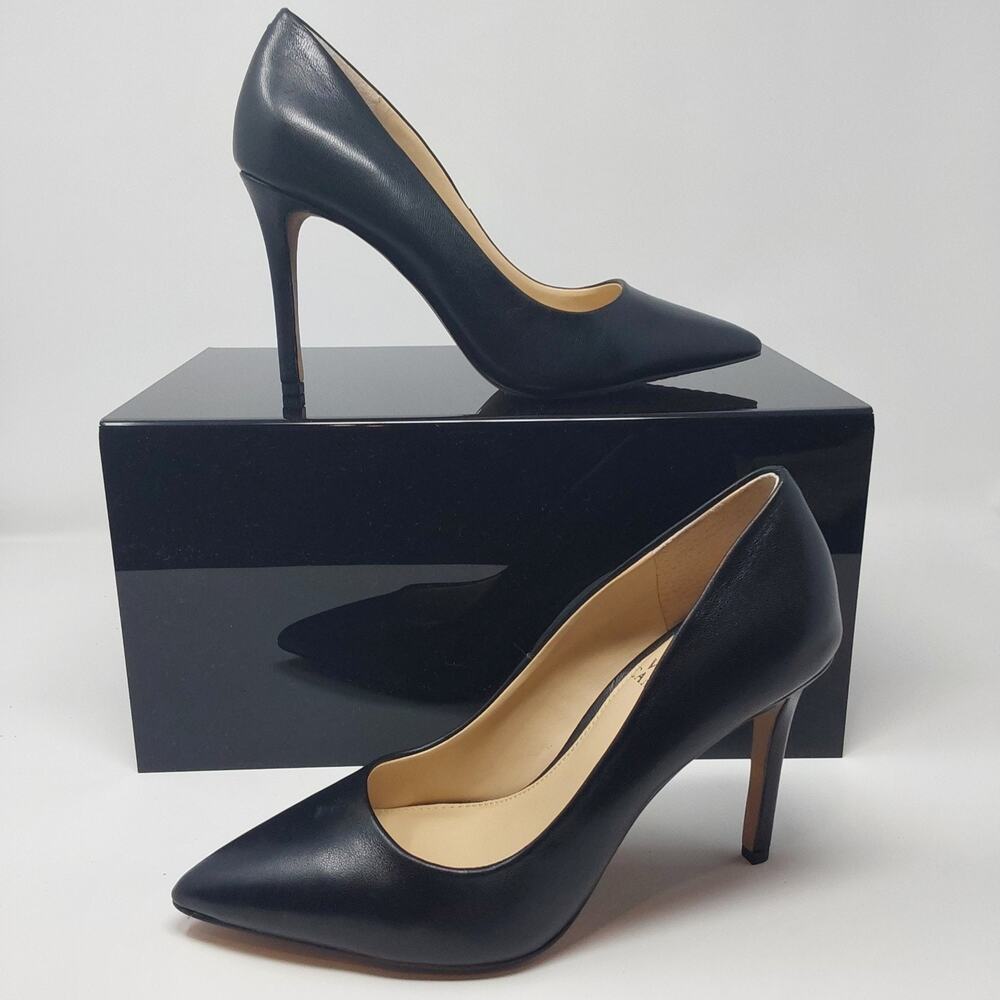 Vince Camuto Black Leather Pointed Toe Stiletto Pumps Women's 6M